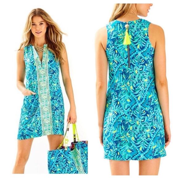 Lilly Pulitzer Kelby Stretch Shift Dress Midnight Cove Size 00 - Picture 13 of 13